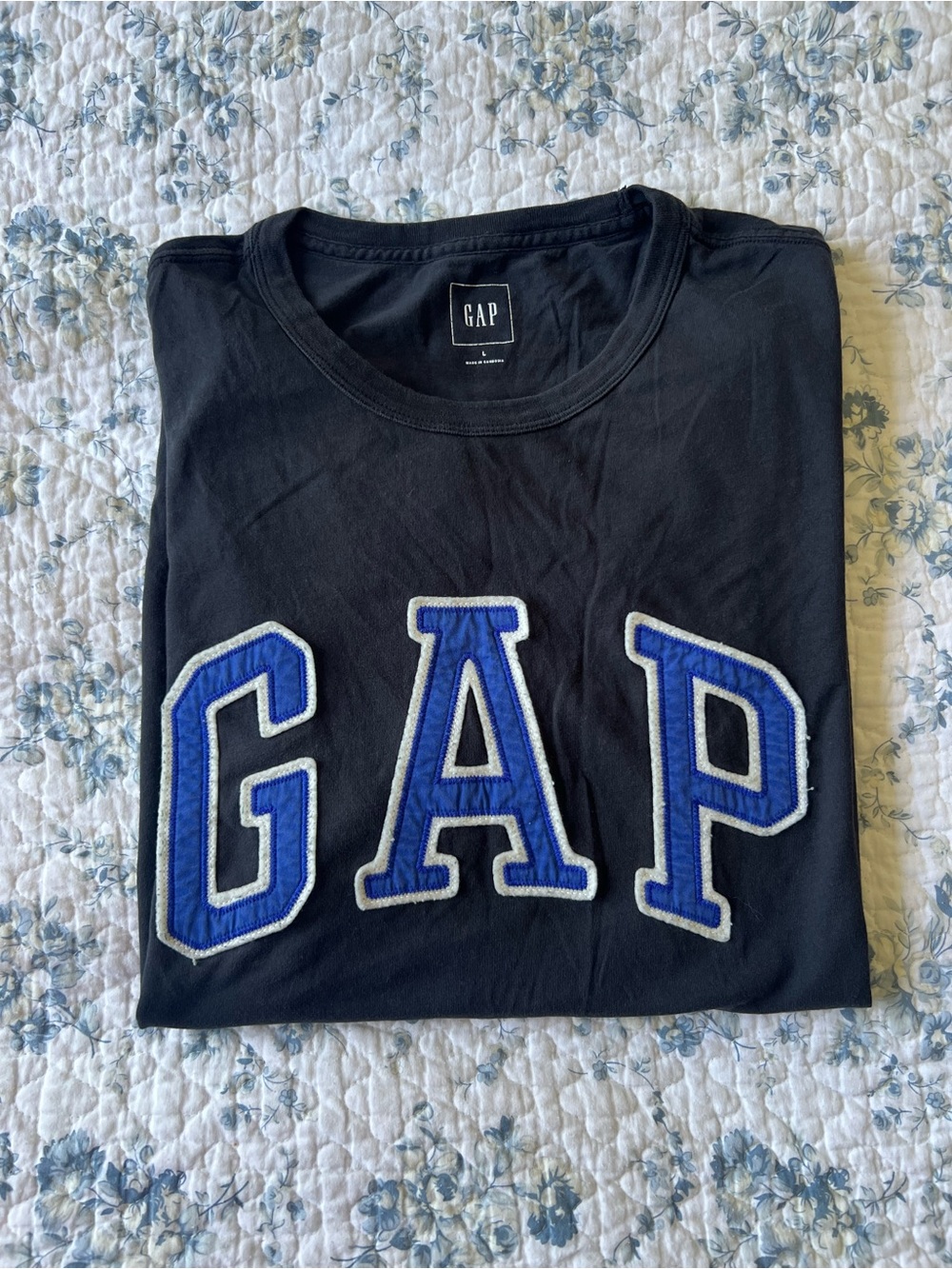 GAP Women’s Black Tee with Blue Lettering